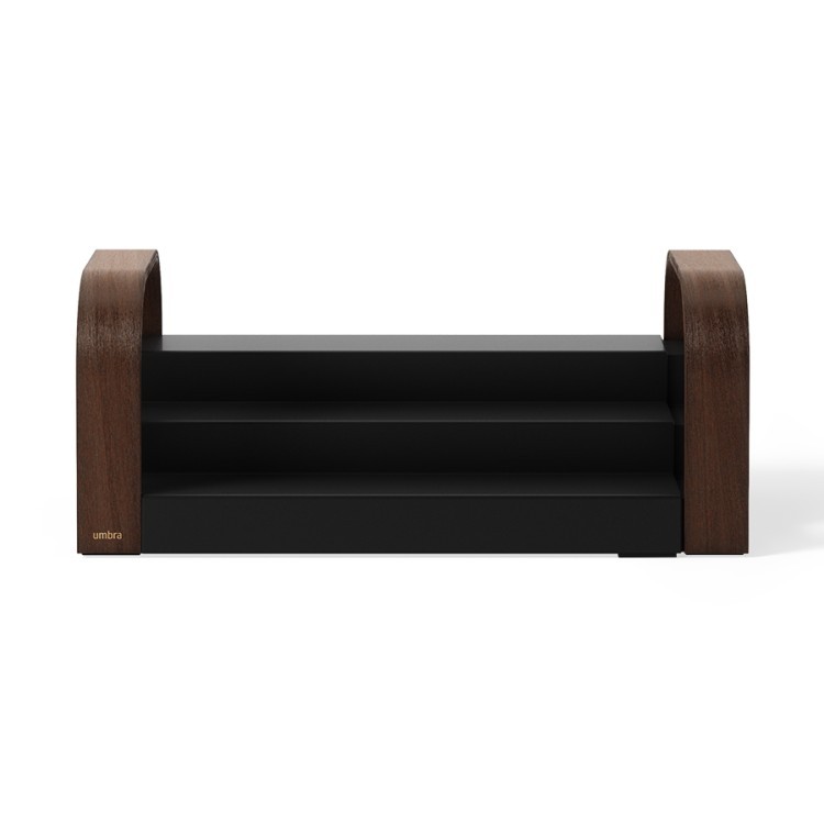 Полка для специй трехъярусная раздвижная bellwood, черная/орех (78715)