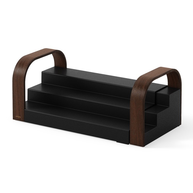 Полка для специй трехъярусная раздвижная bellwood, черная/орех (78715)