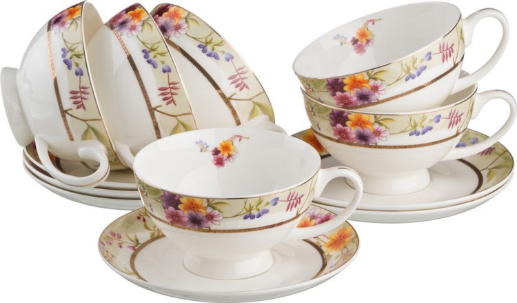 Чайный набор на 6 персон 12 пр."кларисса". 250 мл. (кор=8набор.) Porcelain Manufacturing (440-155)