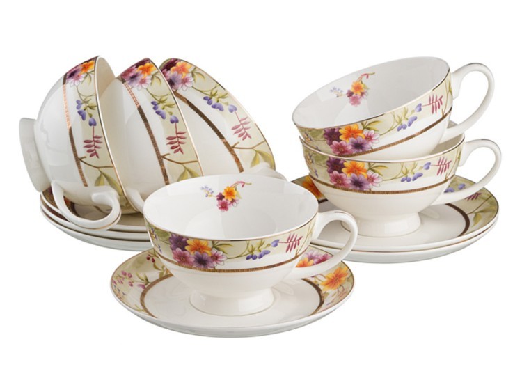 Чайный набор на 6 персон 12 пр."кларисса". 250 мл. (кор=8набор.) Porcelain Manufacturing (440-155)