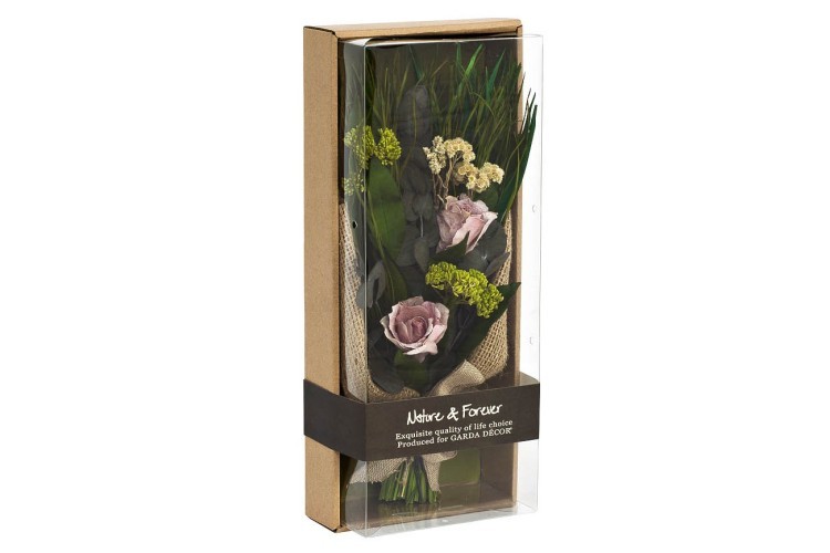 Цветочная композиция "Розы сиреневые" в упаковке17х41 (TT-00001188)