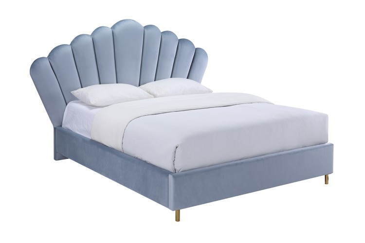 Кровать велюр серо-голубой 214*224*141см (TT-00007127)