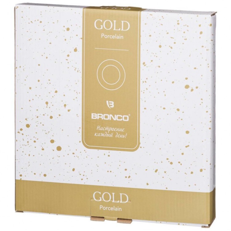 Тарелка обеденная "Bronco Gold" белая с золотом, 22 см (TT-00008742)