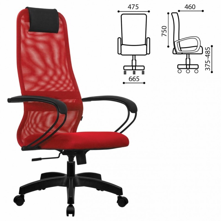 Кресло офисное Metta SU-B-8 ткань/сетка красное (1) (84645)