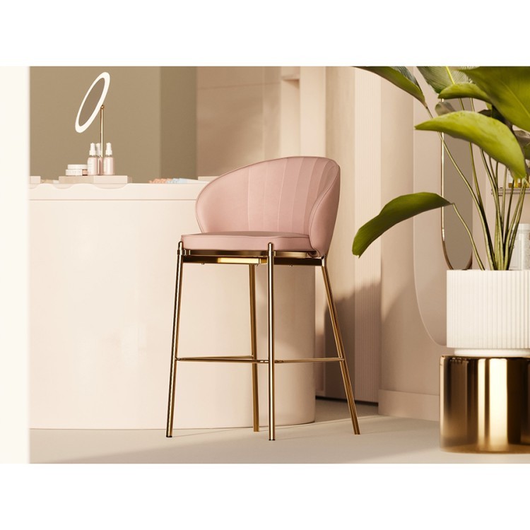 Стул барный coral, велюр, розовый (75339)