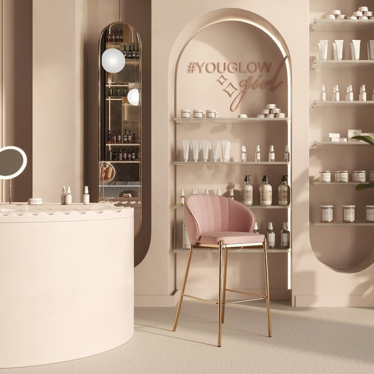 Стул барный coral, велюр, розовый (75339)