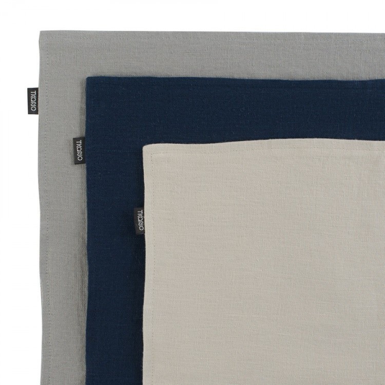 Салфетка двухсторонняя под приборы из умягченного льна темно-синего цвета essential, 35х45 см (63135)