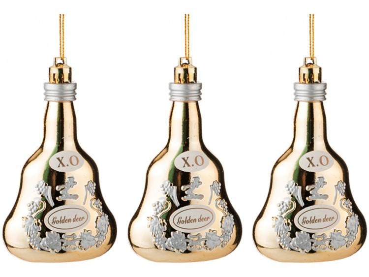 Декоративное изделие:набор бутылочек "коньяк" из 3 шт. цвет: золото высота=9 см Polite Crafts&gifts (858-056) 