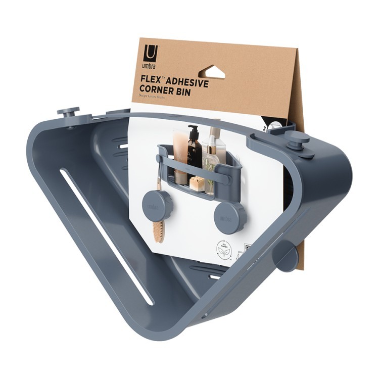 Органайзер для душа flex adhesive угловой, голубой (79969)