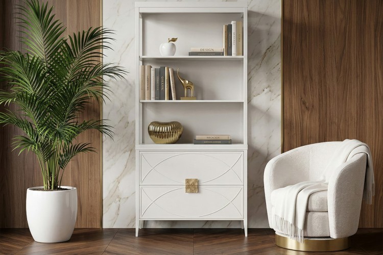 Шкаф-витрина открытый широкий с комодом с 2-мя ящиками (TT-00016862)