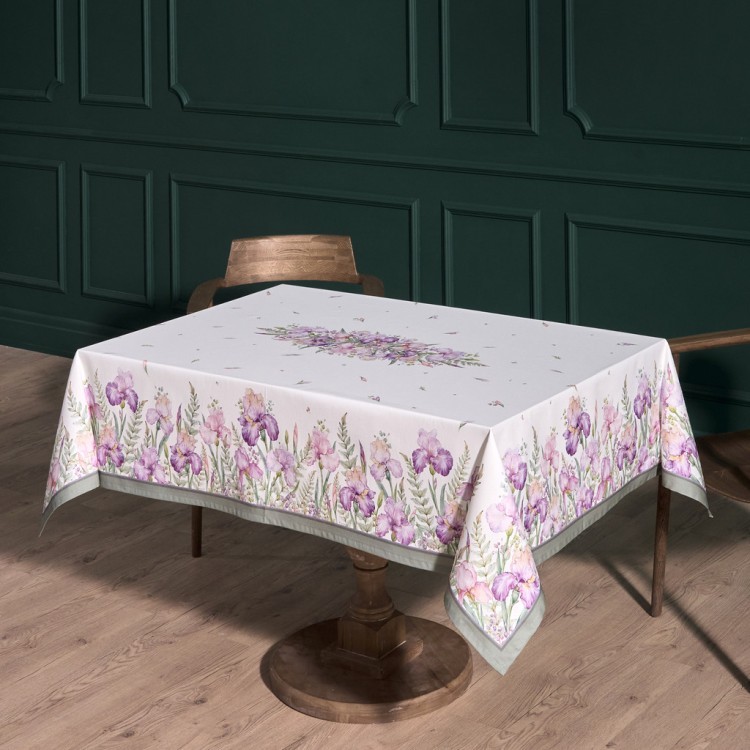 Скатерть "ирисы" 140х180см ,белый, 100% хлопок,твил пропитка Lefard (850-743-2)