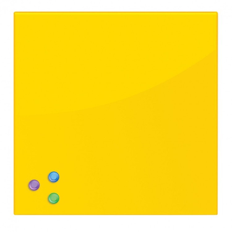 Доска магнитно-маркерная стеклянная 45х45 см 3 магнита желтая Brauberg 236739 (1) (89634)