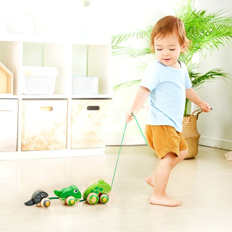 Игрушка для малышей каталка "Семья лягушек на прогулке" (E0365_HP)