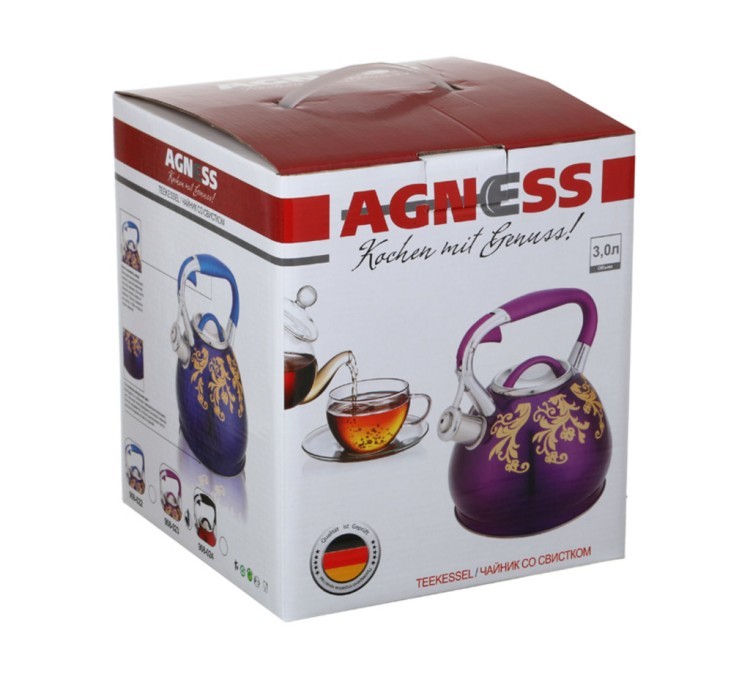 Чайник со свистком 3 л индукция (кор=6шт.) Agness (908-022)