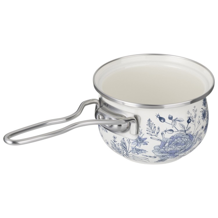 Ковш agness эмалированный со стеклянной крышкой серия "royal blue", 0,9 л, диа. 14см (943-133) 