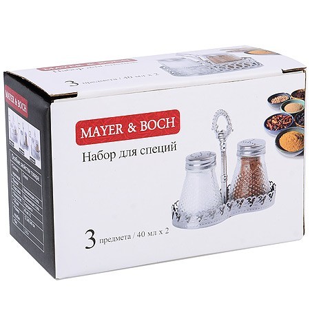 Набор для специй на подставке 3 пр стекло/нерж Mayer&Boch (40487)
