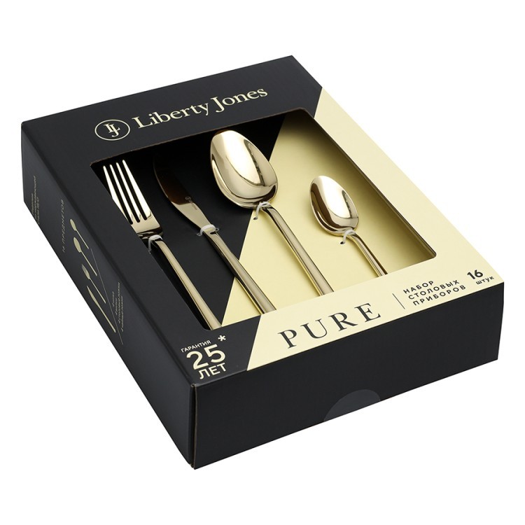 Набор столовых приборов pure, золотистые глянцевые, 16 пред. (78606)