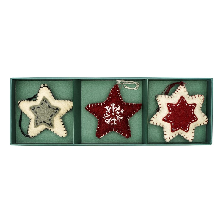 Набор елочных украшений из фетра christmas stars из коллекции new year essential, 3 шт. (76752)