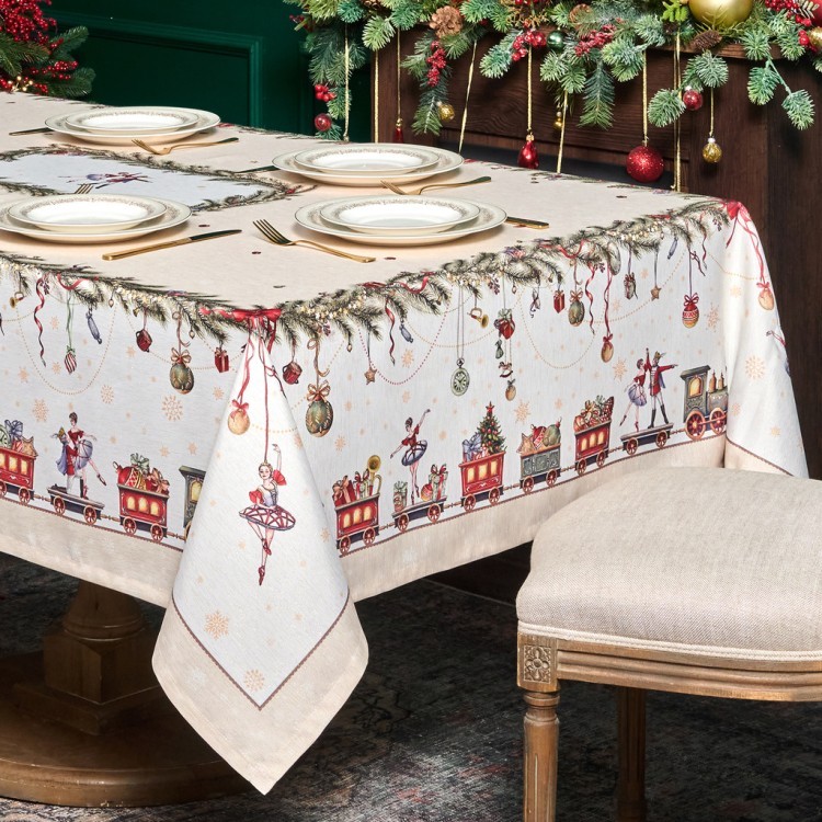 Скатерть  140х400 cm прямоугольная, "щелкунчик" цвет: бежевый, tm lefard, полиэстер 100% Lefard (986-002-22)