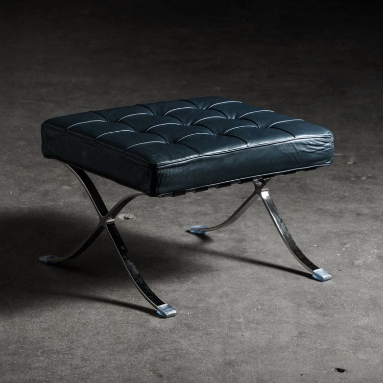 Пуф Барселона EC-010/YM371, нержавеющая сталь, кожа, royal blue, ROOMERS FURNITURE Пуф Барселона EC-010/YM371, нержавеющая сталь, кожа, royal blue, ROOMERS FURNITURE