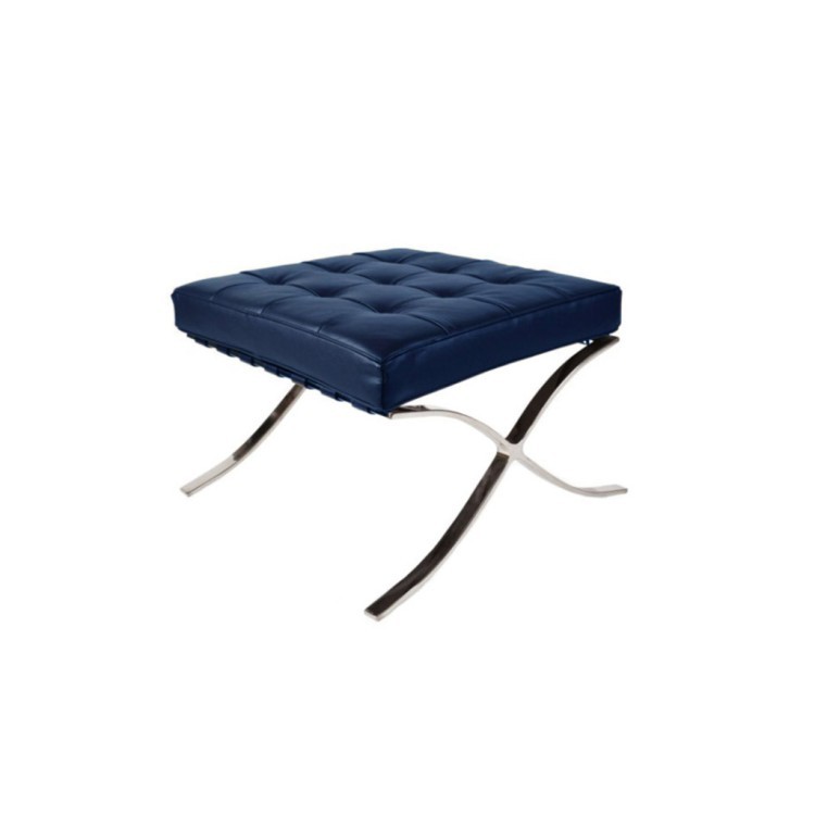 Пуф Барселона EC-010/YM371, нержавеющая сталь, кожа, royal blue, ROOMERS FURNITURE Пуф Барселона EC-010/YM371, нержавеющая сталь, кожа, royal blue, ROOMERS FURNITURE