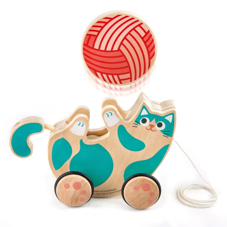 Игрушка для малышей каталка - погремушка  "Игривый котенок" (E0366_HP)