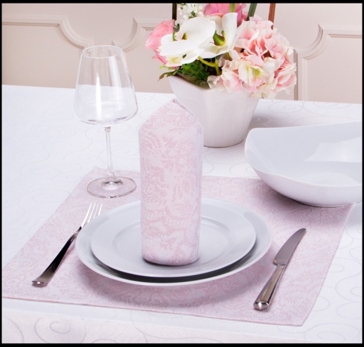 Набор салфеток "розалин"  40*40 см 2 шт. цвет: розовый/серебро 80% хлопок/20% люрекс SANTALINO (828-126)