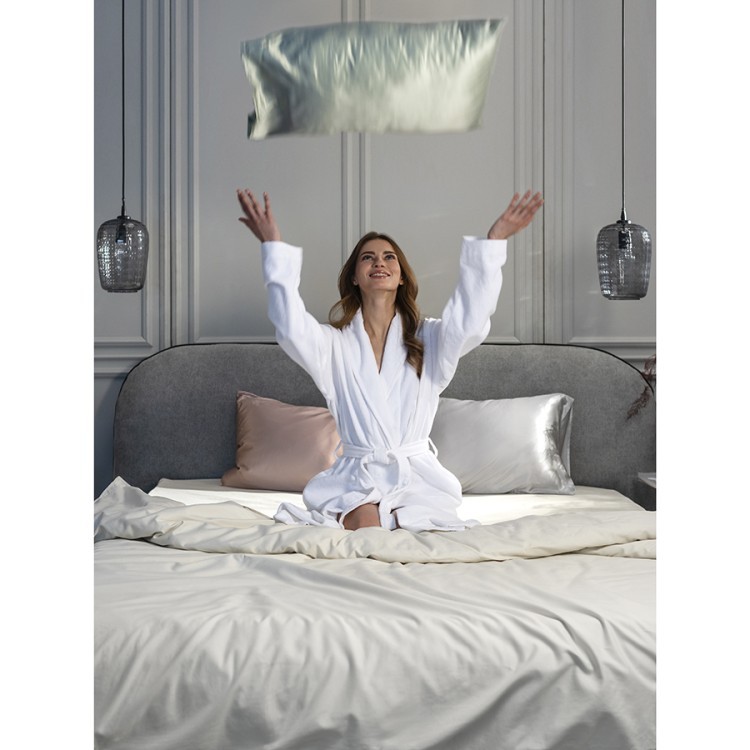 Халат махровый из чесаного хлопка белого цвета из коллекции essential, размер xl (75418)