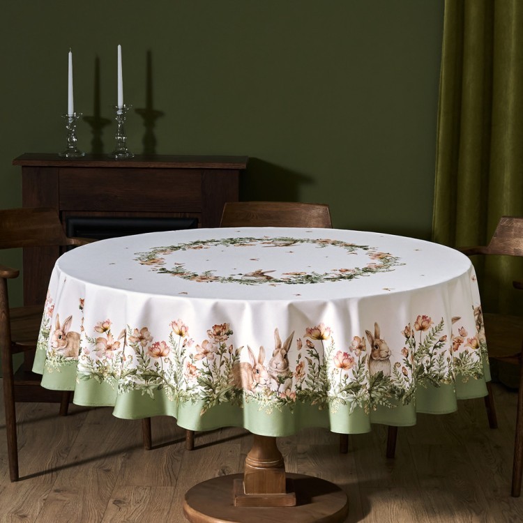 Скатерть круглая "sense" 190см ,зеленый 100%хлопок, твил с пропиткой Lefard (850-753-22)