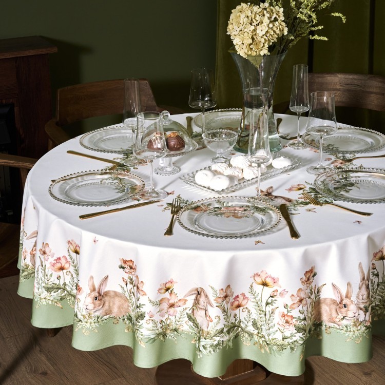 Скатерть круглая "sense" 190см ,зеленый 100%хлопок, твил с пропиткой Lefard (850-753-22)