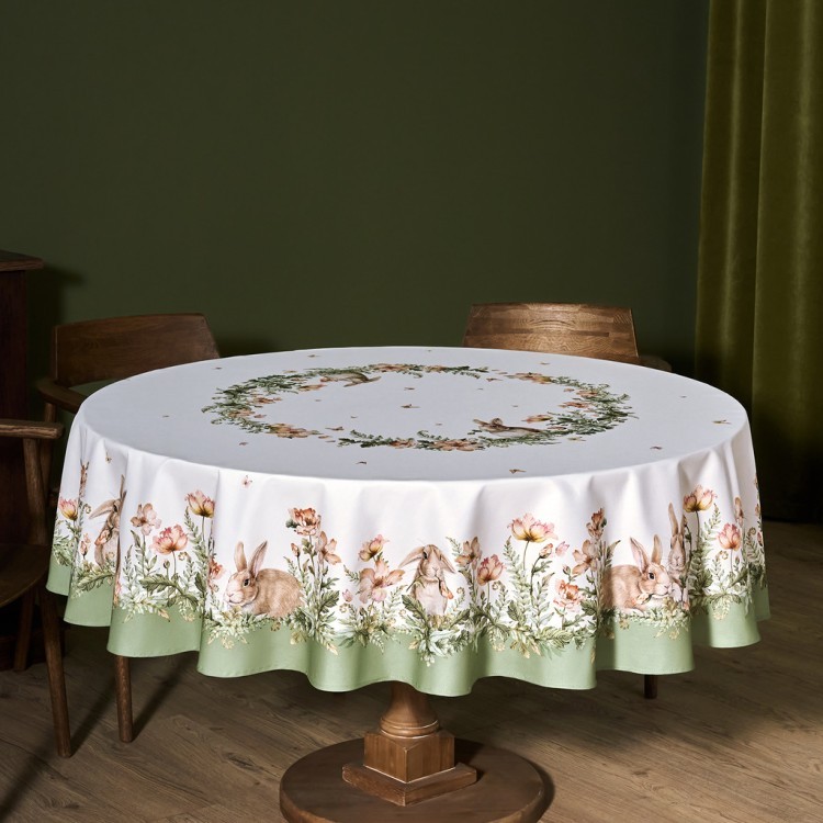 Скатерть круглая "sense" 190см ,зеленый 100%хлопок, твил с пропиткой Lefard (850-753-22)