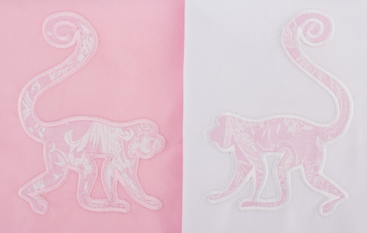Комплект салфеток из 2 шт 25х45см, вышивка "калейдоскоп обезьян", х/б 35%, п/э 65%, белый, розовый (703-721-1) 