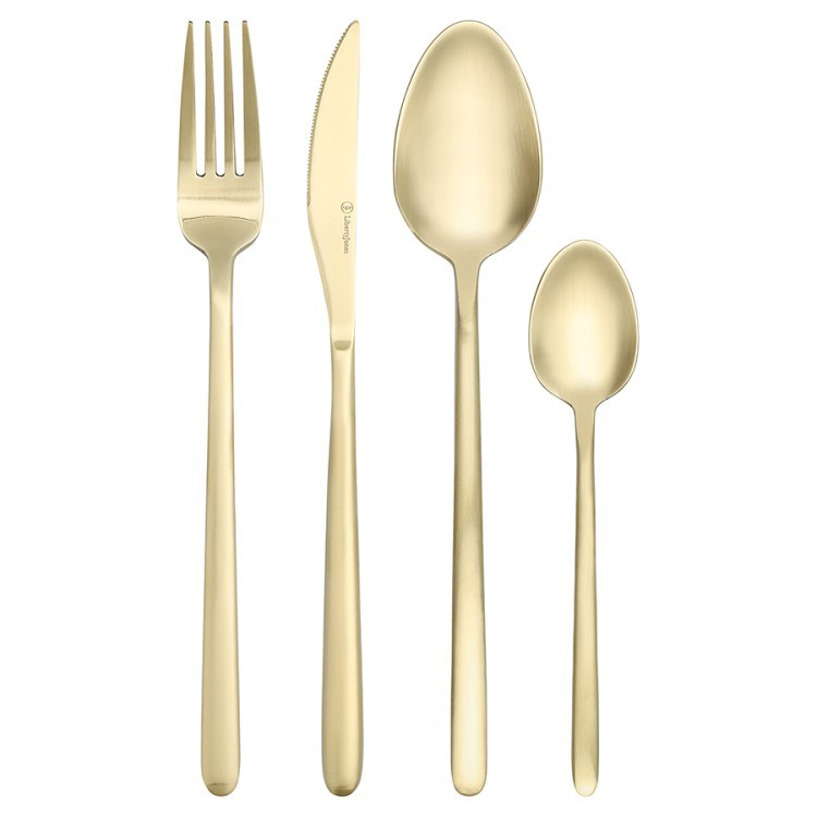 Набор столовых приборов pure, золотистые матовые, 16 пред. (78607)