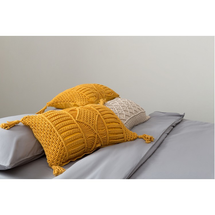 Чехол на подушку макраме светло-бежевого цвета из коллекции ethnic, 35х60 см (73358)