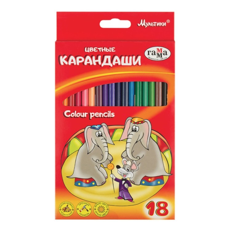 Карандаши цветные трехгранные Гамма Мультики 18 цветов 050918_08 цена за 3 шт (66518) Карандаши цветные трехгранные Гамма Мультики 18 цветов 050918_08 цена за 3 шт (66518)