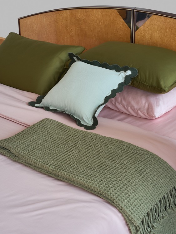 Плед из шерсти травянисто-зеленого цвета из коллекции essential, 130х180 см (77087)