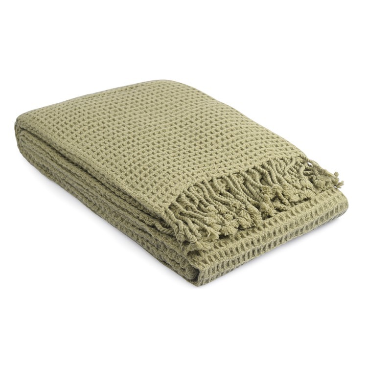 Плед из шерсти травянисто-зеленого цвета из коллекции essential, 130х180 см (77087)