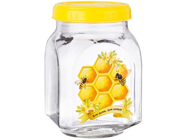Банка с крышкой "мёд в сотах" 760 мл высота=14 см. без упаковки (кор=12шт) Посуда ООО (381-965)