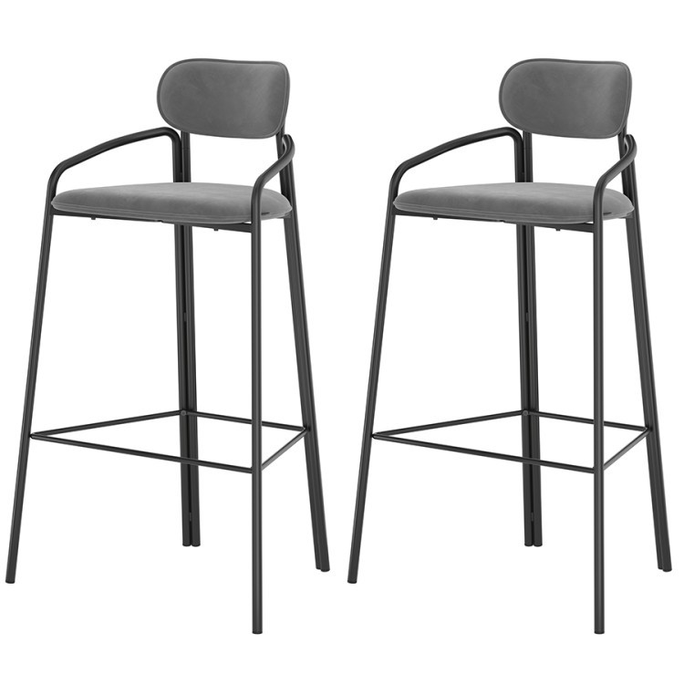Набор из 2 барных стульев ror, round, велюр, черный/серый (74452)