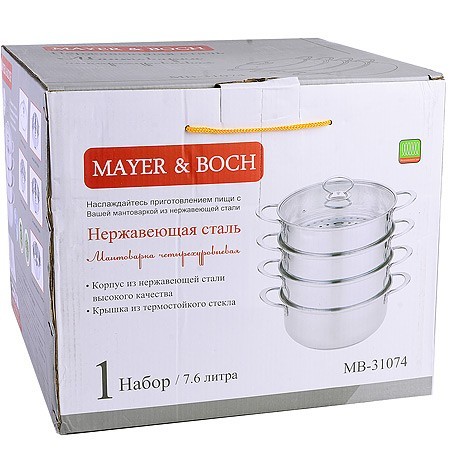 Мантоварка 4х-ярусная 7,6л 30см 5пр нерж/ст Mayer&Boch (31074) Мантоварка 4х-ярусная 7,6л 30см 5пр нерж/ст Mayer&Boch (31074)