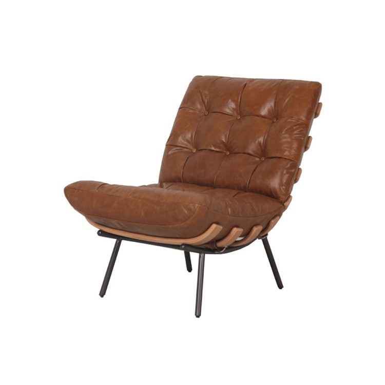 Полукресло C0340-1D/B65#, Кожа, Cuba brown, ROOMERS FURNITURE