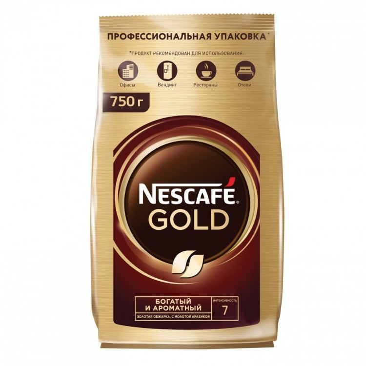 Кофе молотый в растворимом Nescafe Gold 750 г сублимированный 12348310/620226 (1) (92070)