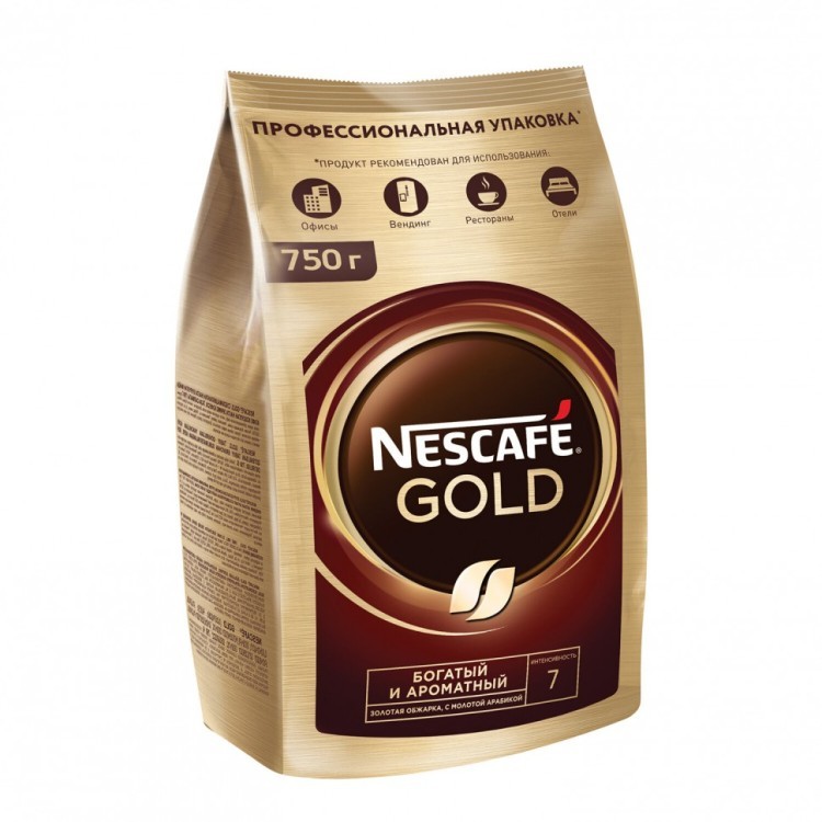 Кофе молотый в растворимом Nescafe Gold 750 г сублимированный 12348310/620226 (1) (92070)