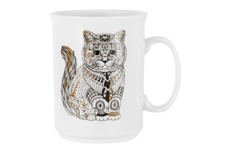 Кружка, 415 мл, фарфор N, белая, Кот, Wild - HS3-M197-0285-C Home & Style