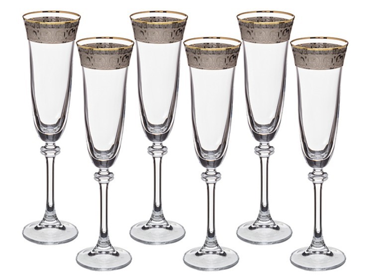 Набор бокалов для шампанского из 6 шт. "александра" 190 мл.высота=26 см. Crystalite Bohemia (669-092) 