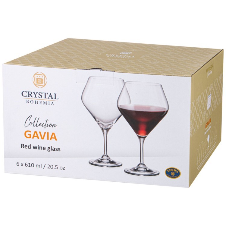 Набор бокалов для вина "gavia" из 6шт 610мл Crystal Bohemia (669-381)