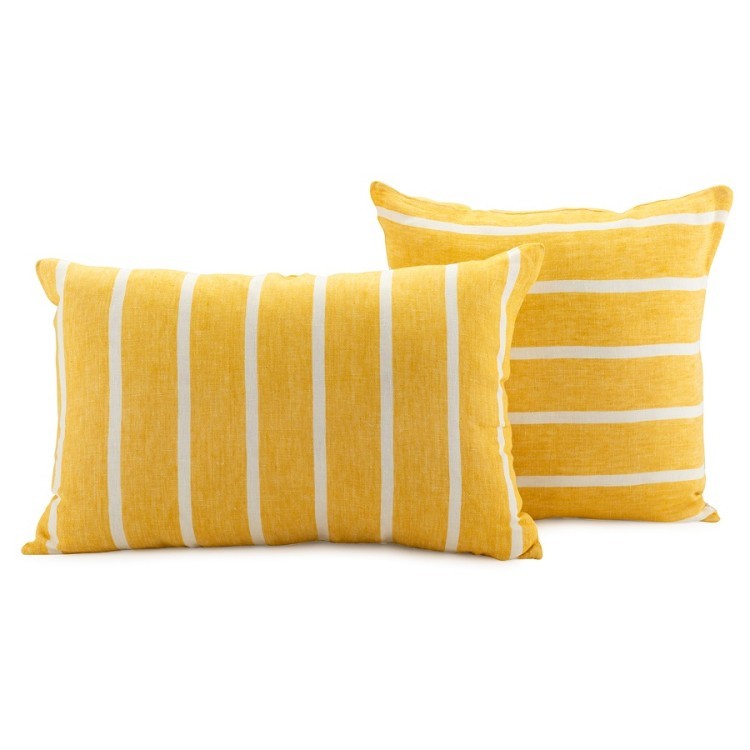 Чехол на подушку декоративный в полоску горчичного цвета из коллекции essential, 45х45 см (70953)