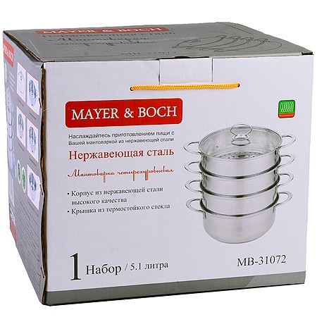 Мантоварка 4х-ярусная 26см 5,1л 5пр нерж/ст Mayer&Boch (31072)