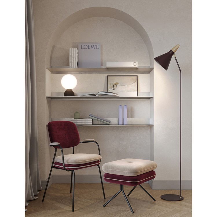 Стул с подлокотниками pea, велюр, бордовый/бежевый (77077)