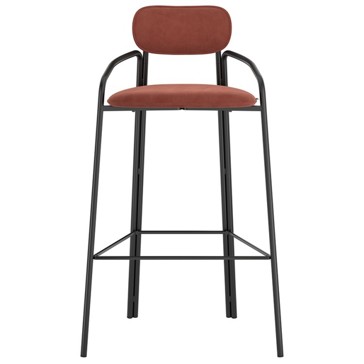 Набор из 2 барных стульев ror, round, велюр, черный/темно-красный (74454)